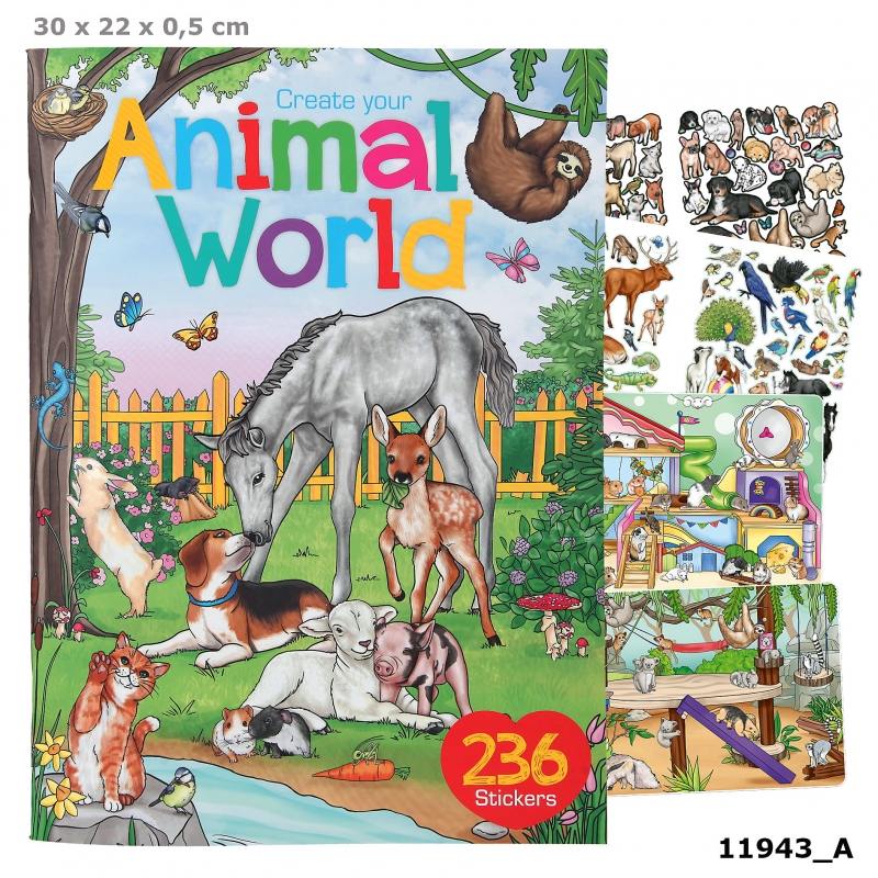 Create your Animal World Malbuch mit Stickern