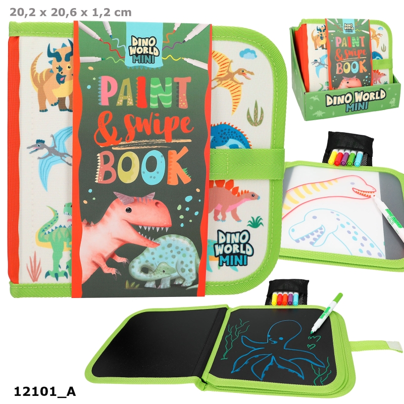 Dino World paint & swipe boek