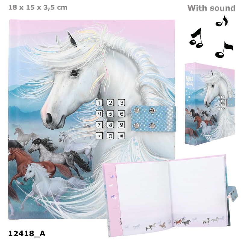 Miss Melody Journal intime sonore avec code, motif 1