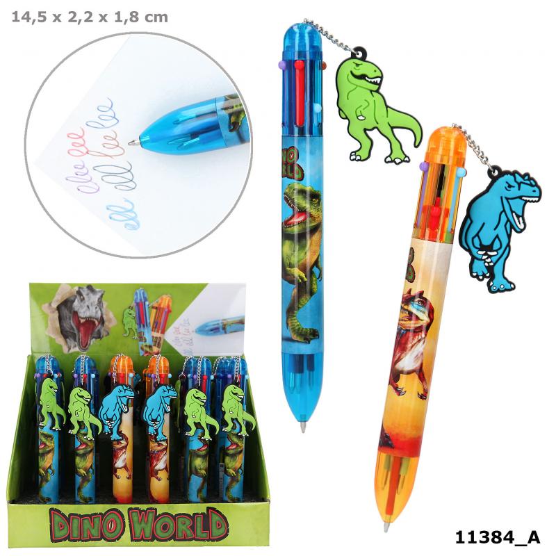 Dino World Kugelschreiber mit 6 Tintenfarben