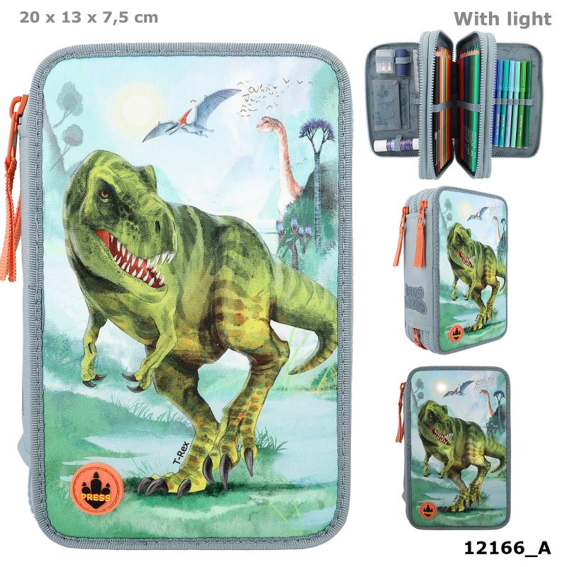 Dino World trousse 3 compartiments LED T-Rex