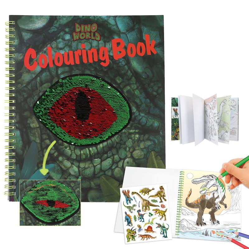 Dino World kleurboek met pailletten