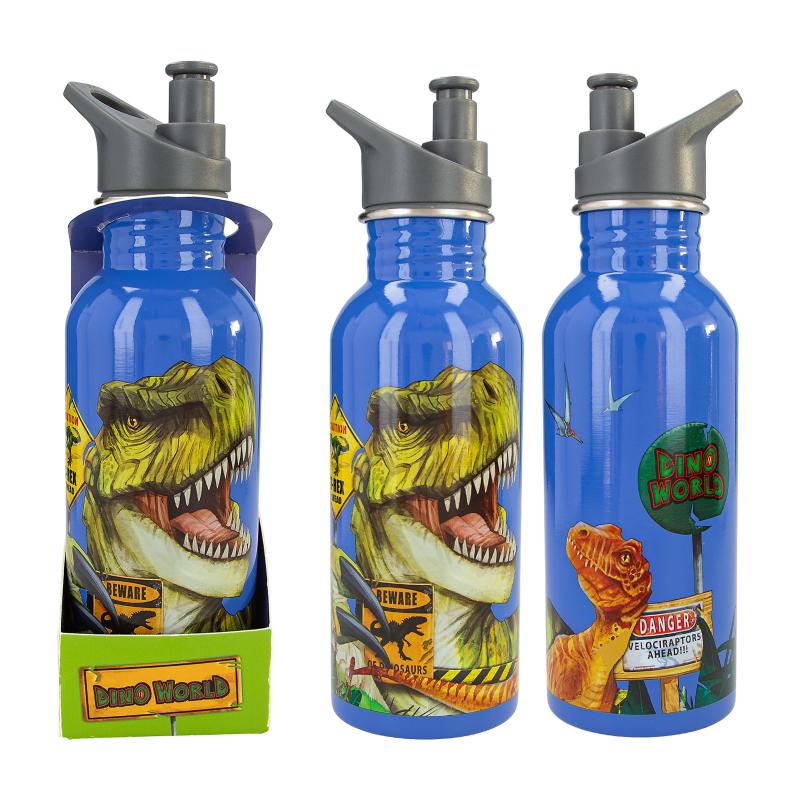 Dino World Trinkflasche Edelstahl DANGER
