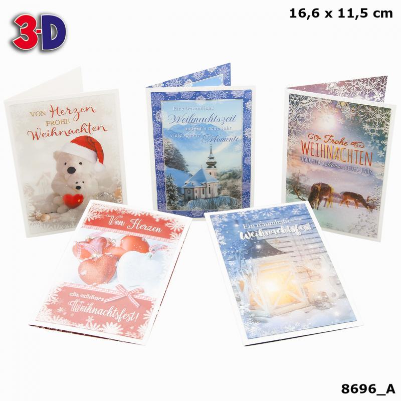 3D Christmas Gretting Cards 17,5 x 12,5 cm